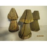 Three wooden mushrooms