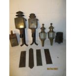 A collection of carriage lamps, some AF. Plus four finger plates.