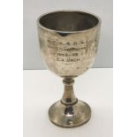 A hallmarked silver goblet, weight 47.5g