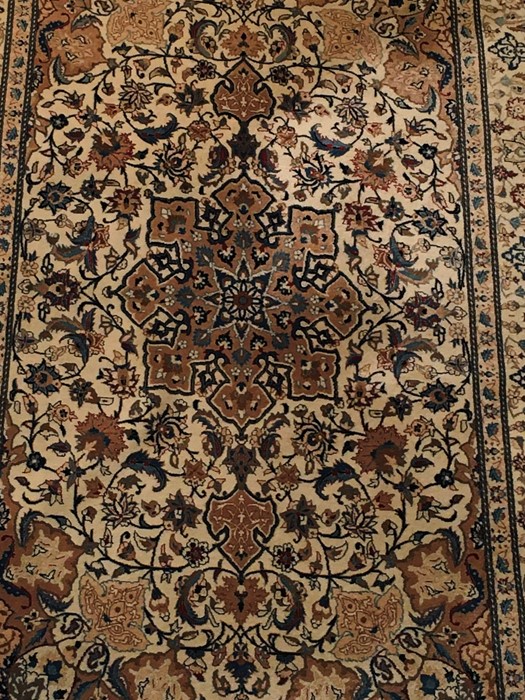 A cream ground run with floral pattern - some sun damage W105cm L172cm