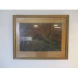 A framed oil painting entitled "Autumn Falls" - no signature