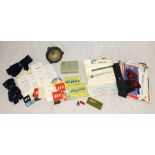 An assortment aviation themed items including a Douglas DC4 landing light, thirty flight safety