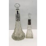 Two silver banded scent bottles
