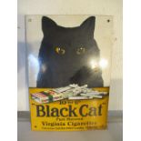 A small enamelled sign for "Black Cat Pure Matured Virginia Cigarettes", approx 33.75 cm x 22.5 cm