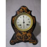 An inlaid shaped late 19th Century mantle clock movement and dial signed Duval, Paris