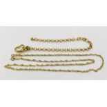 A 9 ct gold chain along with a 9 ct gold bracelet ( A/F), total weight 3.2g