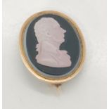 A Georgian cameo of a gentleman set in unmarked rose gold