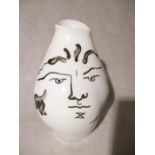 A Rosenthal porcelain "Tetes" vase with a Jean Cocteau (1889-1963) black printed double-head design,