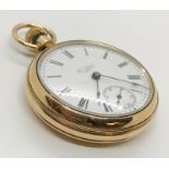 A gold plated pocket watch the white enamel dial with subsidiary dial, The Sales Co., USA