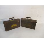 Two wooden ammo boxes, one marked .303 and dated 1953