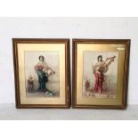 A pair of framed classical style prints H82cm W63cm