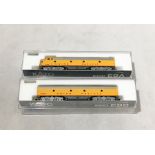 A boxed model railway Kato EMD E9A Union Pacific and boxed Kato EMD E9B Union Pacific