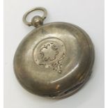 A hallmarked silver full hunter pocket watch, the enamelled dial marked "Rotherams, London" (no