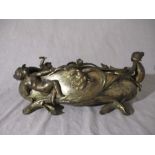 An Augustus Moreau spelter centrepiece decorated with cavorting Putti, signed Aug Moreau, 51cm