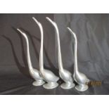A set of four aluminium long necked geese/ducks, tallest approx.45 cm