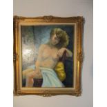 A framed oil painting "Daydreaming" signed Constance Dilworth, 74cm x 64cm
