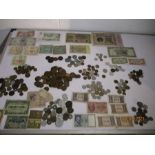 A collection of worldwide banknotes and coinage