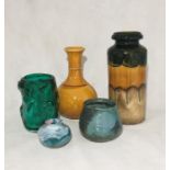 A collection of art glass and pottery