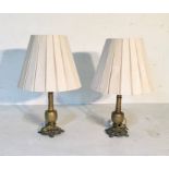 A pair of large Oriental brass table lamps overall height 80cm