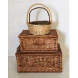 Two wicker picnic baskets along with two others
