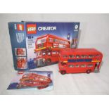 A completed Lego Creator (10258) London Bus with original box and instructions