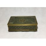 A Max Le Verrier bronze casket on bun feet decorated with Fleur De Lys and inscribed to base