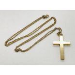 A 9 ct gold cross on fine 9 ct chain, 8.5g