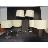 Three pairs of modern lamps - overall height of tallest pair 76cm