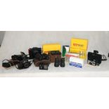 A collection of vintage cameras, accessories etc including Kodak, Canon, Polaroid, Zenith etc.