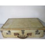 A vintage French suitcase marked with the initials R.M.B. Maker. Also noted H Pignon - Sellier. Au