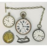 A Goliath pocket watch along with a silver pocket watch and two others