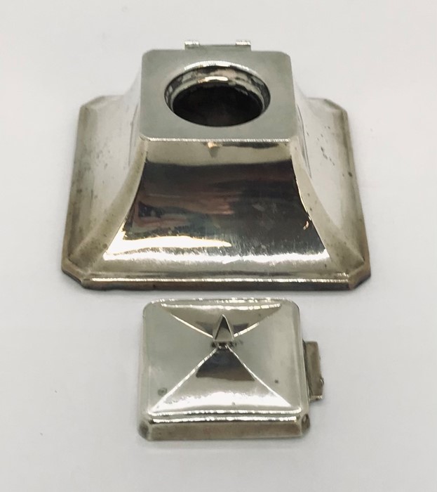 A hallmarked silver inkwell ( hinge A/F) along with a continental silver ashtray - Image 3 of 3