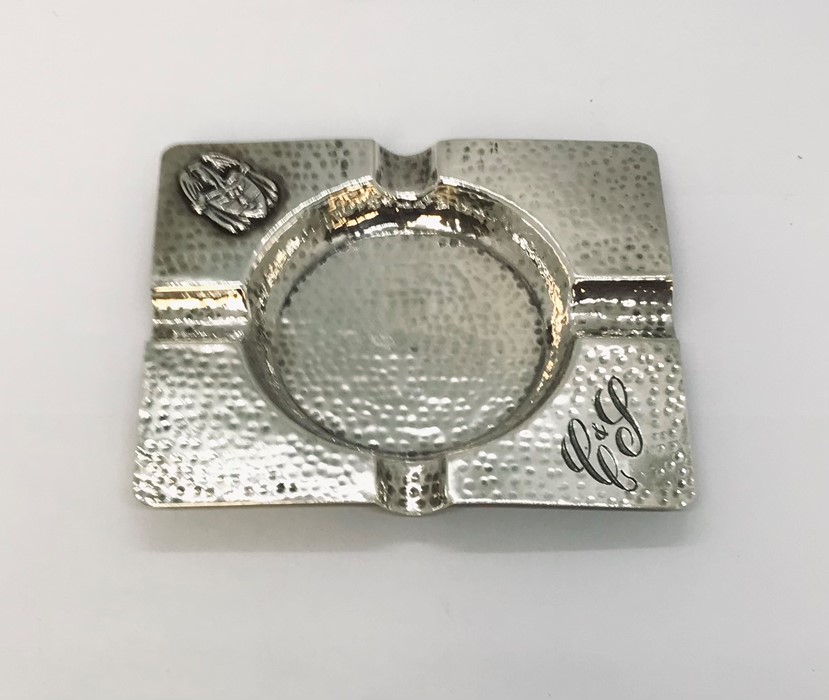 A hallmarked silver inkwell ( hinge A/F) along with a continental silver ashtray - Image 2 of 3