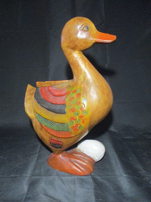 A large wooden novelty duck