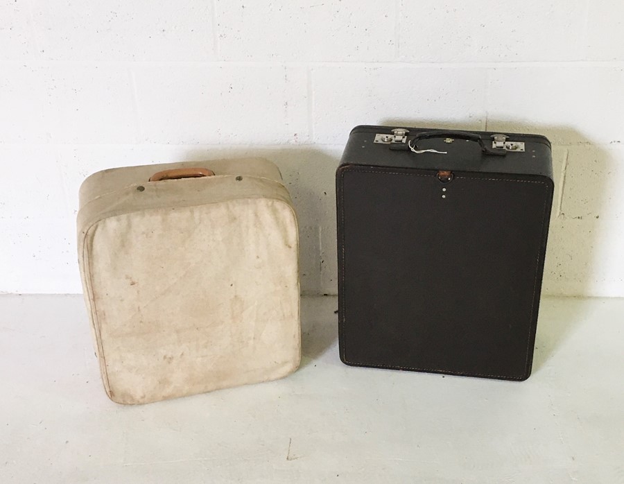 Two vintage wardrobe suitcases including a "Rev-Robe" with canvas covers