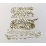 Three 925 silver curb chains, total weight 56.9g
