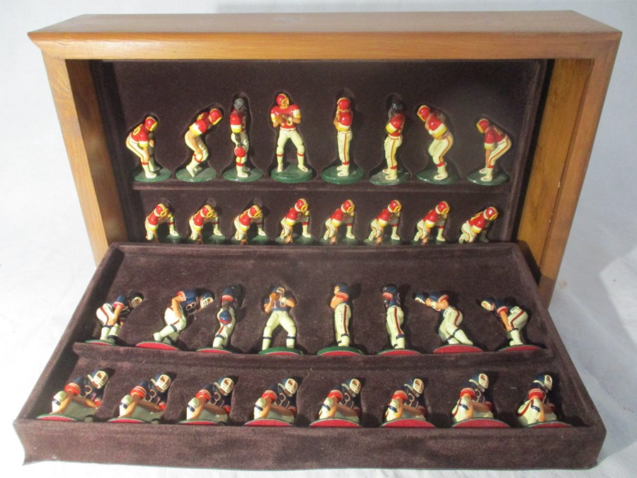 An American Football SAC Ltd lead chess set in box