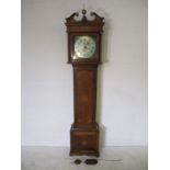 A Georgian oak inlaid longcase clock with silvered dial, named George Taylor, Shepton.