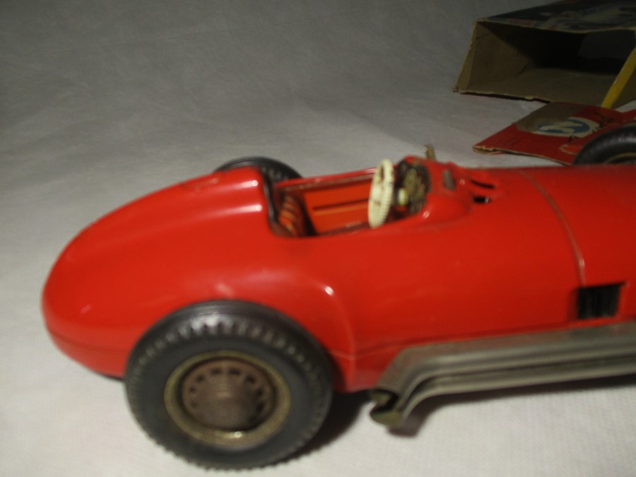 A vintage Mercedes Benz friction driven, tin plate model racer, Made in West Germany by NF. Car No - Bild 5 aus 14