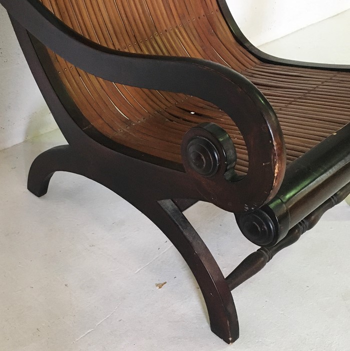 A plantation style chair with scroll arms and curved bamboo seat - Image 3 of 4