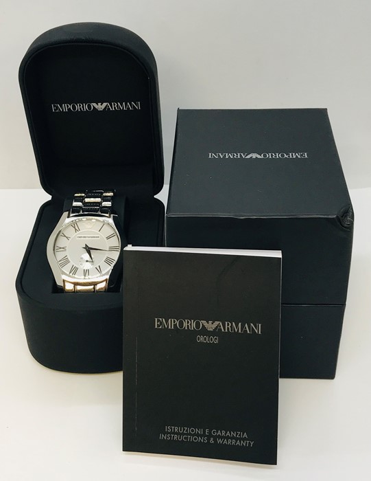 An Emporio Armani gentleman's stainless steel wristwatch with subsidiary second dial, boxed