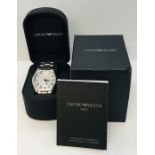 An Emporio Armani gentleman's stainless steel wristwatch with subsidiary second dial, boxed