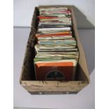 A collection of 7" vinyl singles including David Bowie, Bread, Bee Gees, Cliff Richard, Queen, Simon