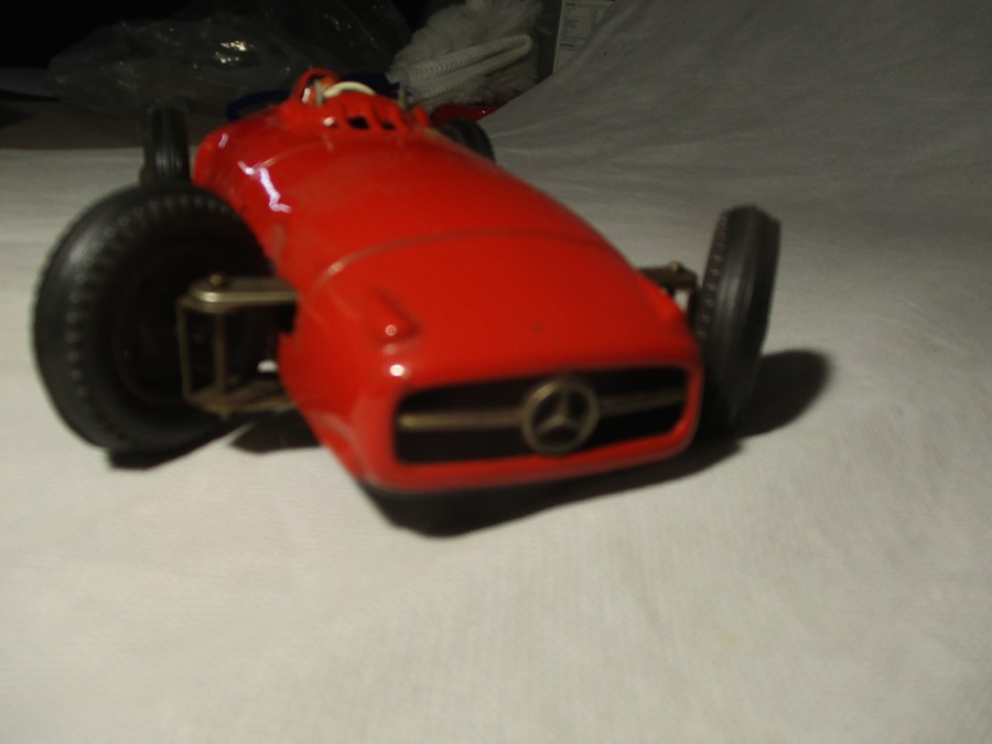 A vintage Mercedes Benz friction driven, tin plate model racer, Made in West Germany by NF. Car No - Bild 4 aus 14