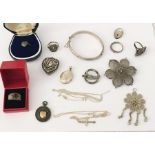 A collection of silver jewellery etc. including rings, bracelet etc.