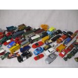 A collection of unboxed die-cast vehicles including Dinky, Corgi, Lledo, Matchbox etc