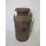 A steel milk churn, has lettering Milk Products Ltd (first part indistinct) Height 70cm