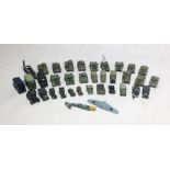 A collection of miniature model military vehicles