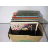 A collection of various 12" vinyl records including film soundtracks, classical, compilations,