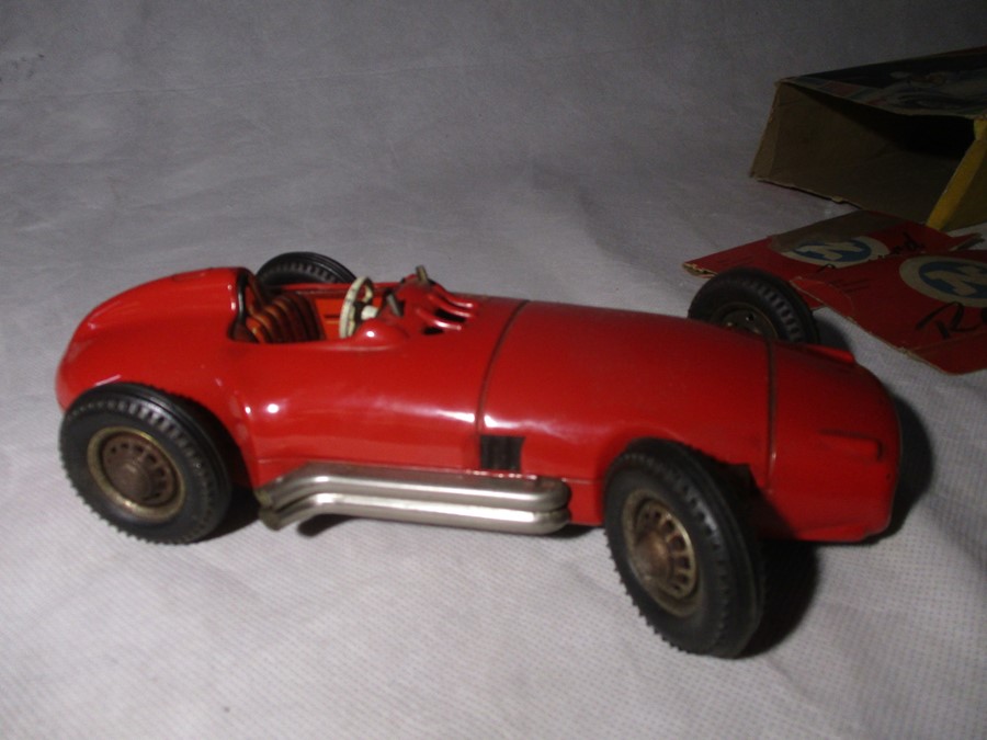 A vintage Mercedes Benz friction driven, tin plate model racer, Made in West Germany by NF. Car No - Bild 3 aus 14